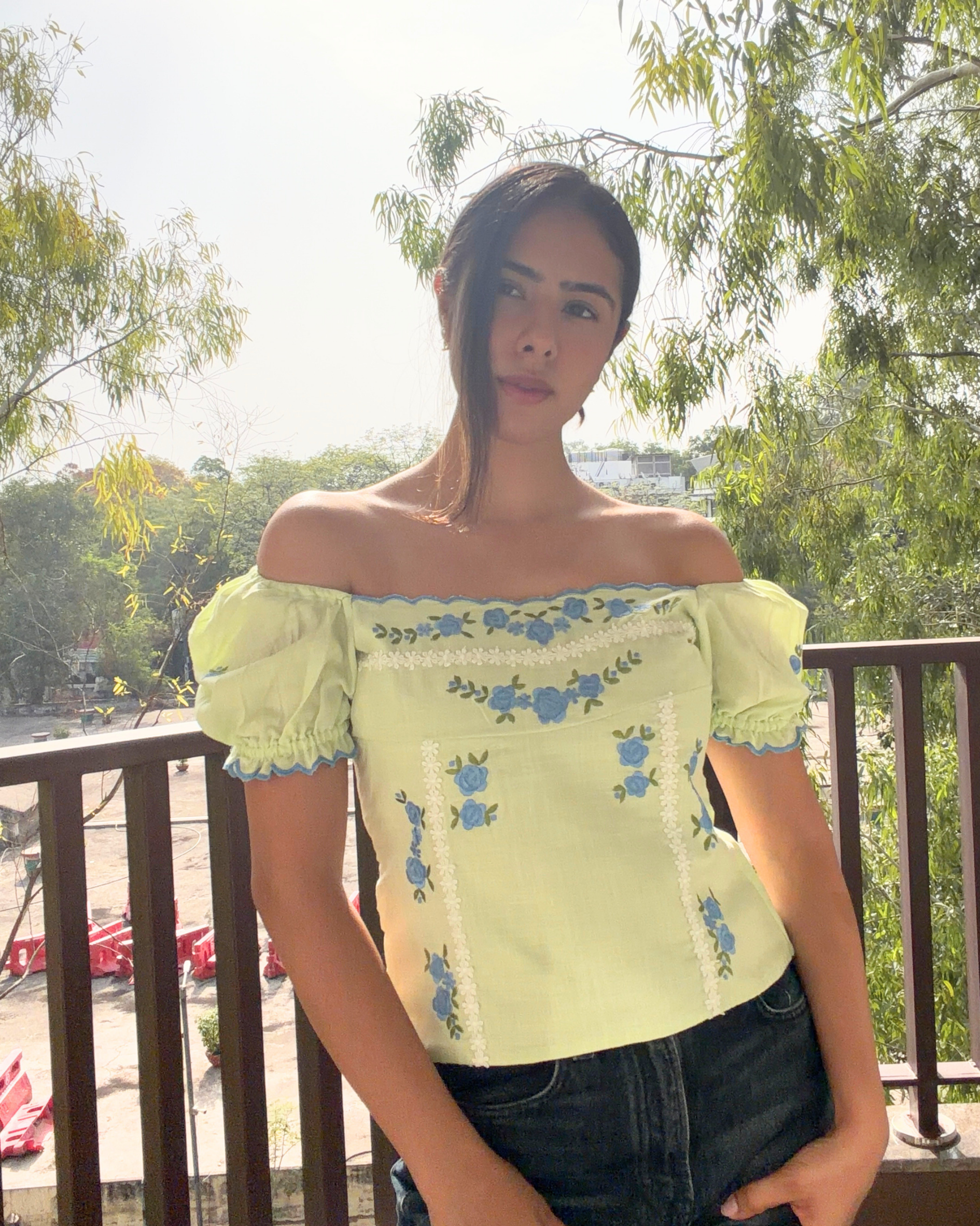Queen Charollete Top with sleeves Pista green