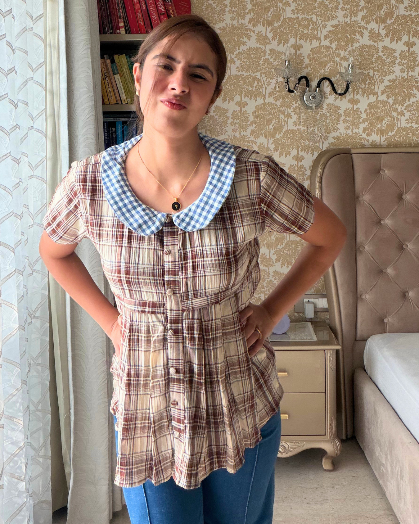 Plaid Peter Pan baby doll top