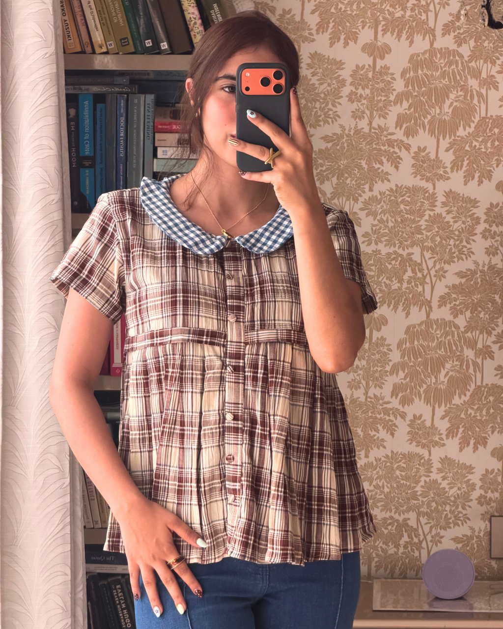 Plaid Peter Pan baby doll top